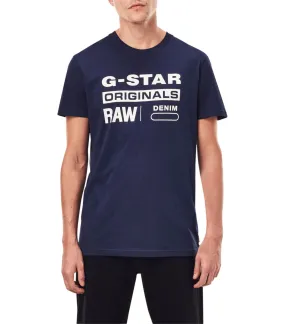 T-shirt G-Star coton avec manches courtes et col rond marine